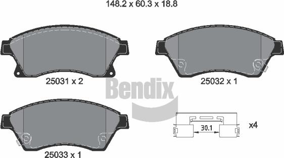 BENDIX Braking BPD1239 - Kit de plaquettes de frein, frein à disque cwaw.fr