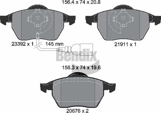 BENDIX Braking BPD1236 - Kit de plaquettes de frein, frein à disque cwaw.fr