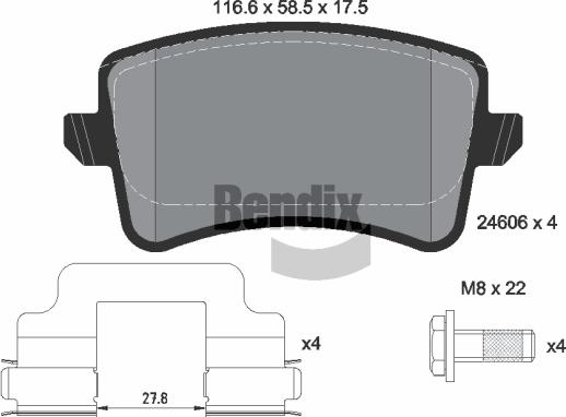 BENDIX Braking BPD1237 - Kit de plaquettes de frein, frein à disque cwaw.fr