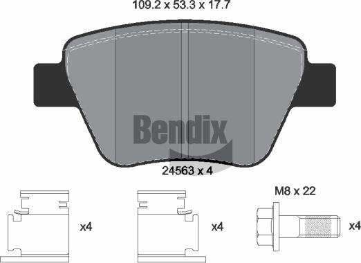 BENDIX Braking BPD1225 - Kit de plaquettes de frein, frein à disque cwaw.fr