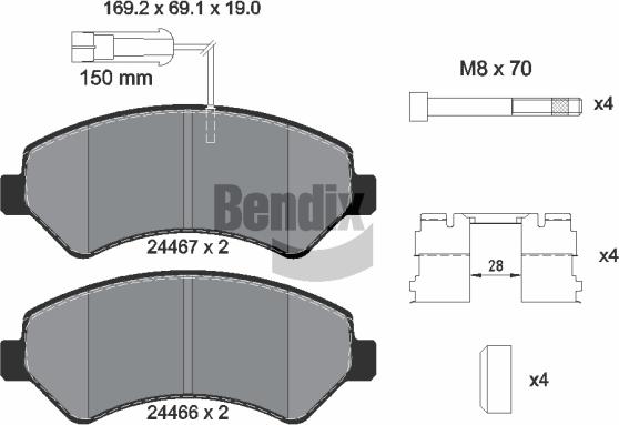 BENDIX Braking BPD1220 - Kit de plaquettes de frein, frein à disque cwaw.fr