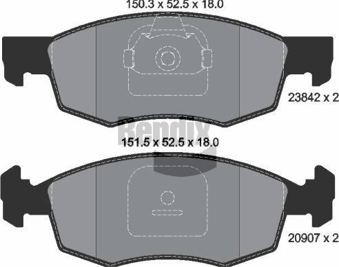 BENDIX Braking BPD1222 - Kit de plaquettes de frein, frein à disque cwaw.fr