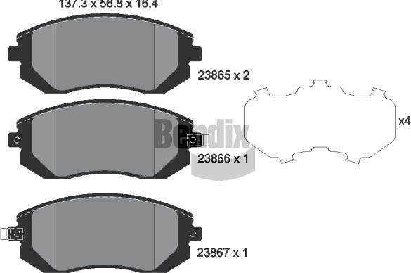 BENDIX Braking BPD1278 - Kit de plaquettes de frein, frein à disque cwaw.fr