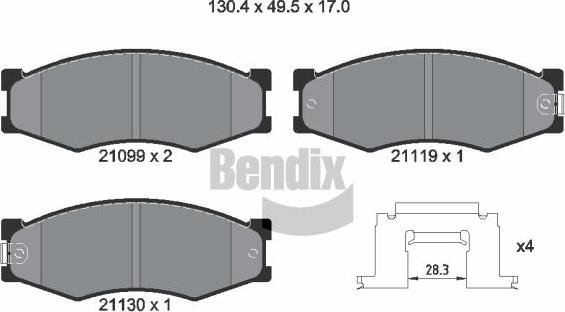 BENDIX Braking BPD1749 - Kit de plaquettes de frein, frein à disque cwaw.fr