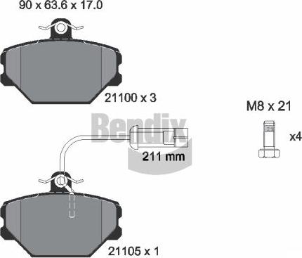 BENDIX Braking BPD1750 - Kit de plaquettes de frein, frein à disque cwaw.fr