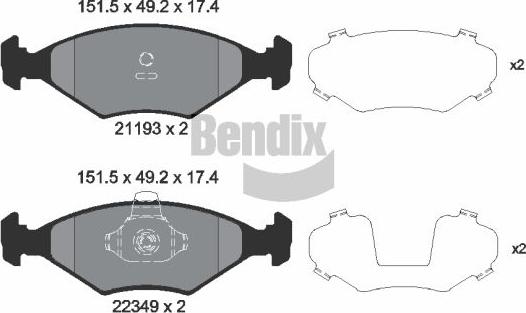 BENDIX Braking BPD1764 - Kit de plaquettes de frein, frein à disque cwaw.fr