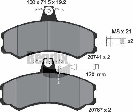 BENDIX Braking BPD1722 - Kit de plaquettes de frein, frein à disque cwaw.fr