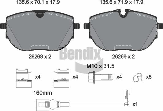 BENDIX Braking BPD2491 - Kit de plaquettes de frein, frein à disque cwaw.fr