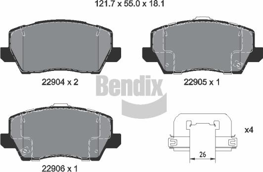 BENDIX Braking BPD2444 - Kit de plaquettes de frein, frein à disque cwaw.fr