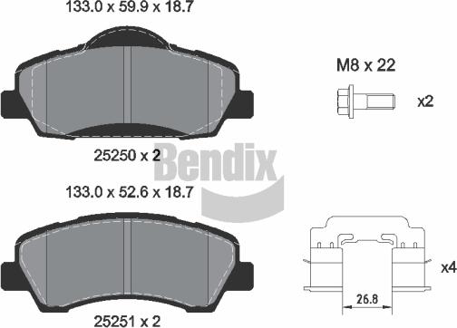 BENDIX Braking BPD2447 - Kit de plaquettes de frein, frein à disque cwaw.fr