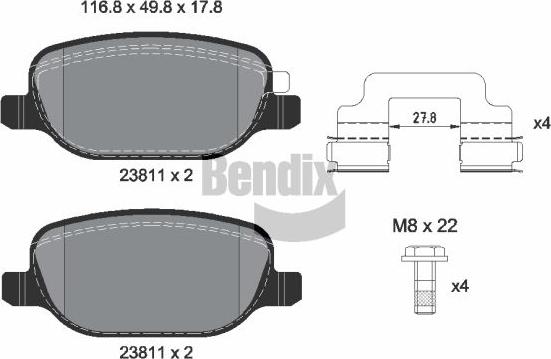 BENDIX Braking BPD2410 - Kit de plaquettes de frein, frein à disque cwaw.fr