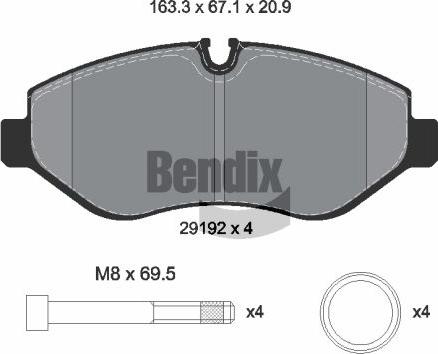 BENDIX Braking BPD2412 - Kit de plaquettes de frein, frein à disque cwaw.fr