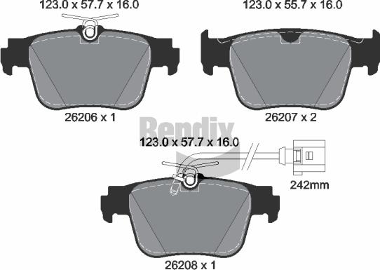 BENDIX Braking BPD2433 - Kit de plaquettes de frein, frein à disque cwaw.fr