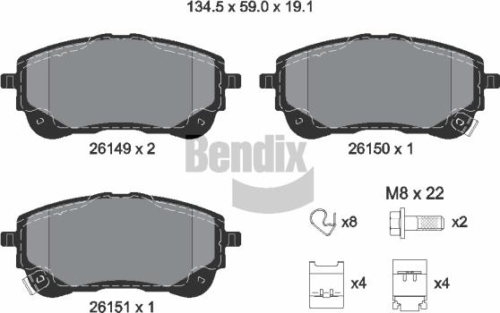 BENDIX Braking BPD2477 - Kit de plaquettes de frein, frein à disque cwaw.fr