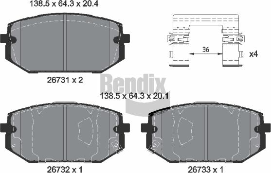 BENDIX Braking BPD2507 - Kit de plaquettes de frein, frein à disque cwaw.fr