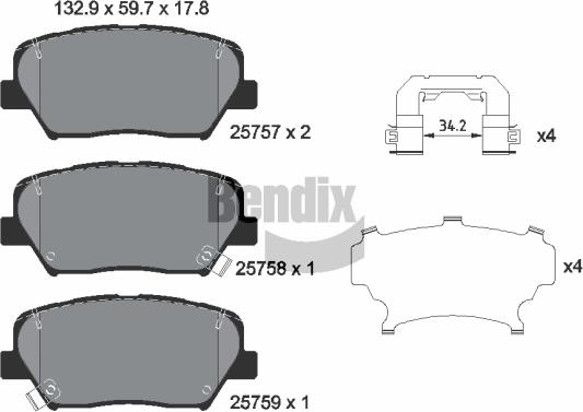 BENDIX Braking BPD2610 - Kit de plaquettes de frein, frein à disque cwaw.fr