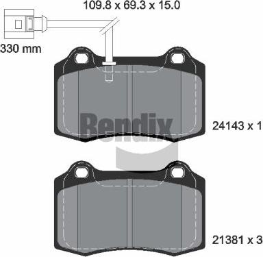 BENDIX Braking BPD2096 - Kit de plaquettes de frein, frein à disque cwaw.fr