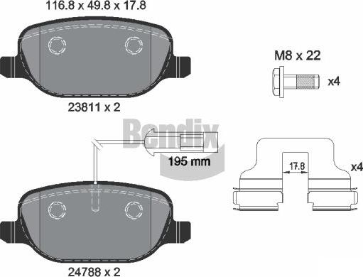 BENDIX Braking BPD2049 - Kit de plaquettes de frein, frein à disque cwaw.fr