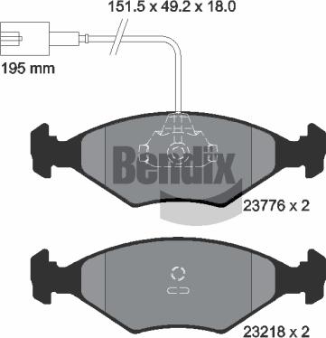 BENDIX Braking BPD2044 - Kit de plaquettes de frein, frein à disque cwaw.fr