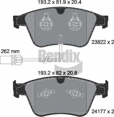 BENDIX Braking BPD2052 - Kit de plaquettes de frein, frein à disque cwaw.fr