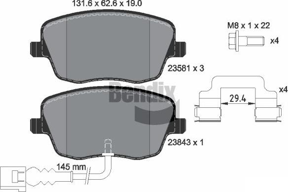 BENDIX Braking BPD2014 - Kit de plaquettes de frein, frein à disque cwaw.fr