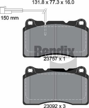 BENDIX Braking BPD2037 - Kit de plaquettes de frein, frein à disque cwaw.fr