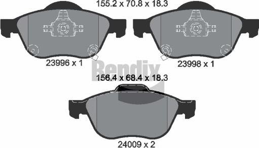 BENDIX Braking BPD2074 - Kit de plaquettes de frein, frein à disque cwaw.fr