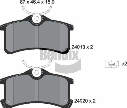 BENDIX Braking BPD2078 - Kit de plaquettes de frein, frein à disque cwaw.fr