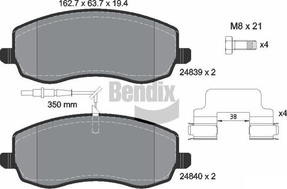 BENDIX Braking BPD2199 - Kit de plaquettes de frein, frein à disque cwaw.fr