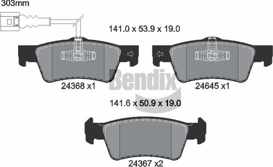 BENDIX Braking BPD2141 - Kit de plaquettes de frein, frein à disque cwaw.fr