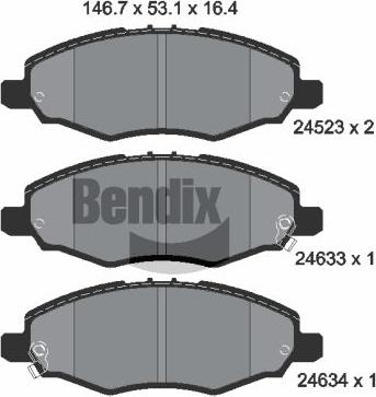 BENDIX Braking BPD2164 - Kit de plaquettes de frein, frein à disque cwaw.fr