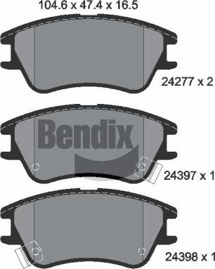 BENDIX Braking BPD2119 - Kit de plaquettes de frein, frein à disque cwaw.fr