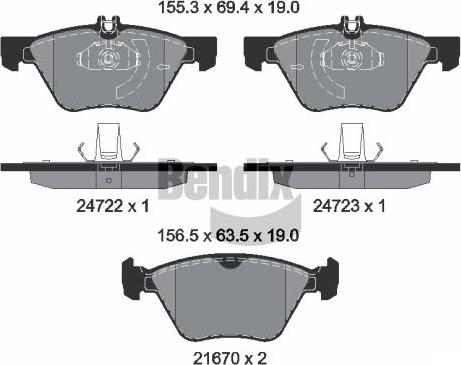 BENDIX Braking BPD2188 - Kit de plaquettes de frein, frein à disque cwaw.fr