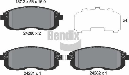 BENDIX Braking BPD2120 - Kit de plaquettes de frein, frein à disque cwaw.fr