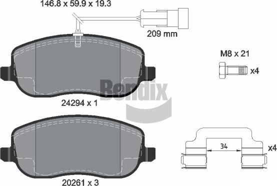 BENDIX Braking BPD2121 - Kit de plaquettes de frein, frein à disque cwaw.fr