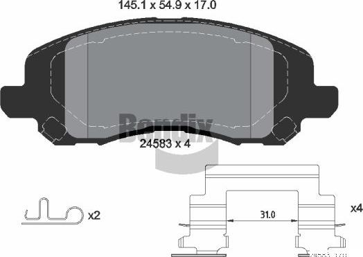 BENDIX Braking BPD2174 - Kit de plaquettes de frein, frein à disque cwaw.fr