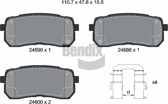 BENDIX Braking BPD2176 - Kit de plaquettes de frein, frein à disque cwaw.fr