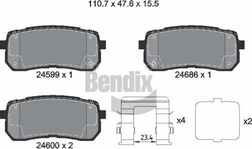 BENDIX Braking BPD2177 - Kit de plaquettes de frein, frein à disque cwaw.fr