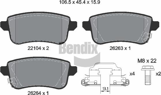 BENDIX Braking BPD2394 - Kit de plaquettes de frein, frein à disque cwaw.fr