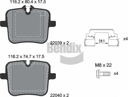 BENDIX Braking BPD2344 - Kit de plaquettes de frein, frein à disque cwaw.fr