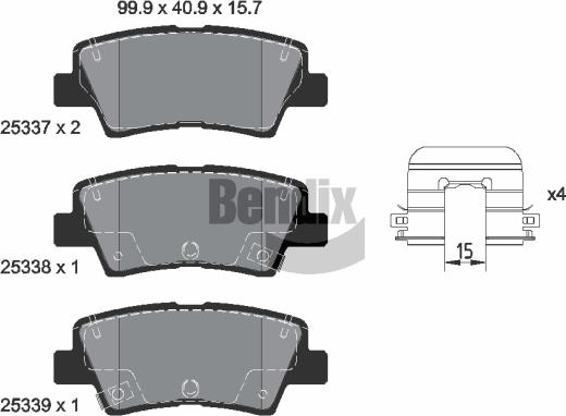 BENDIX Braking BPD2341 - Kit de plaquettes de frein, frein à disque cwaw.fr