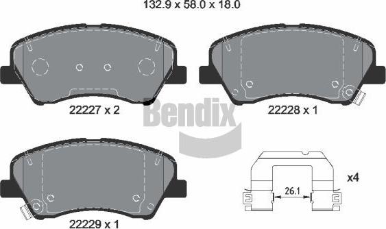 BENDIX Braking BPD2343 - Kit de plaquettes de frein, frein à disque cwaw.fr