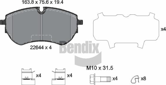 BENDIX Braking BPD2311 - Kit de plaquettes de frein, frein à disque cwaw.fr