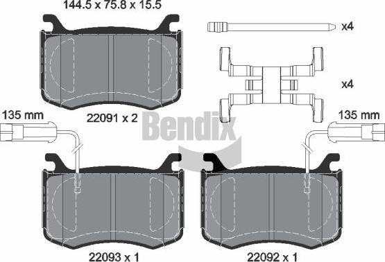 BENDIX Braking BPD2313 - Kit de plaquettes de frein, frein à disque cwaw.fr