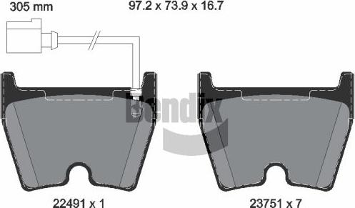 BENDIX Braking BPD2382 - Kit de plaquettes de frein, frein à disque cwaw.fr