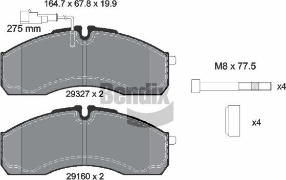 BENDIX Braking BPD2295 - Kit de plaquettes de frein, frein à disque cwaw.fr