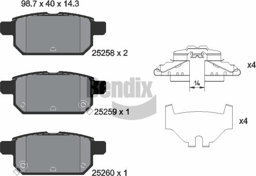 BENDIX Braking BPD2240 - Kit de plaquettes de frein, frein à disque cwaw.fr