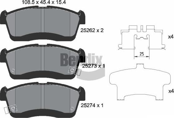 BENDIX Braking BPD2241 - Kit de plaquettes de frein, frein à disque cwaw.fr