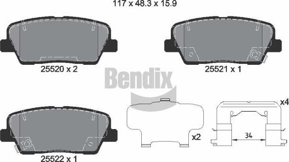 BENDIX Braking BPD2248 - Kit de plaquettes de frein, frein à disque cwaw.fr