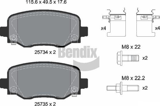 BENDIX Braking BPD2264 - Kit de plaquettes de frein, frein à disque cwaw.fr